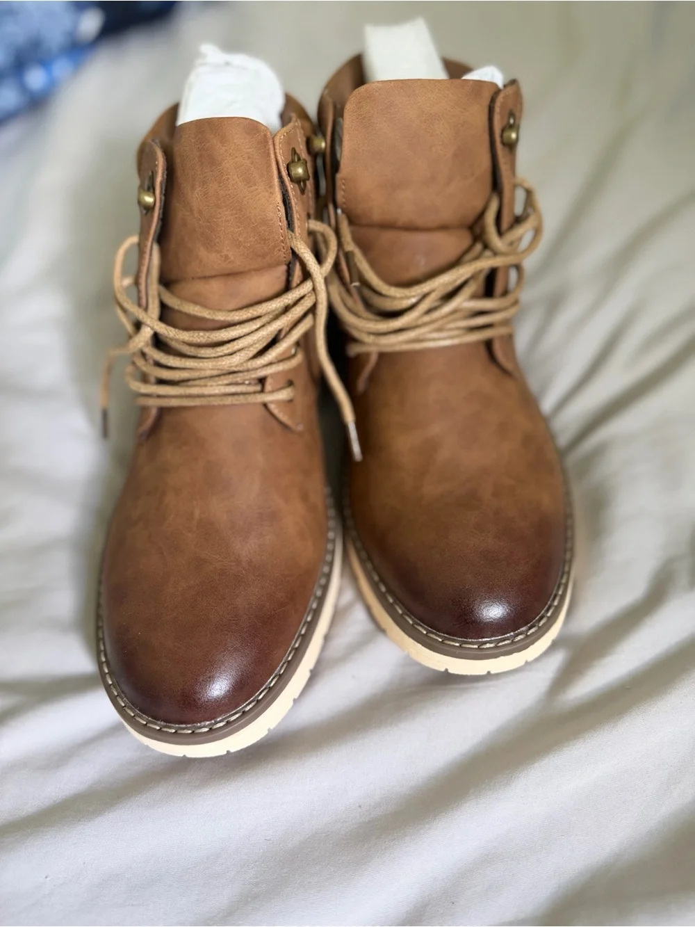Men's Brown Casual Lace-Up Work Boots